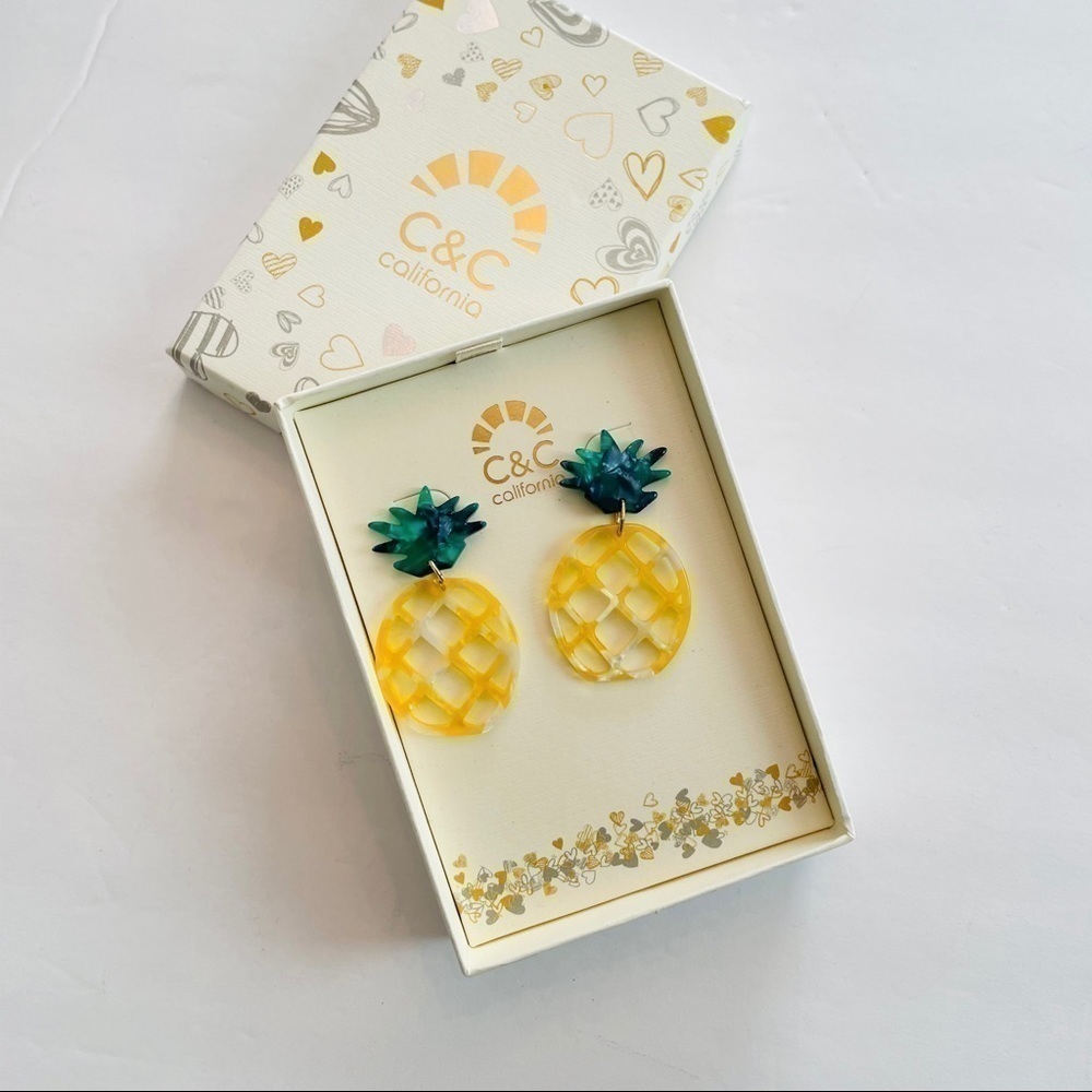 New Pineapple acrylic resin earrings buttercream yellow 2026
